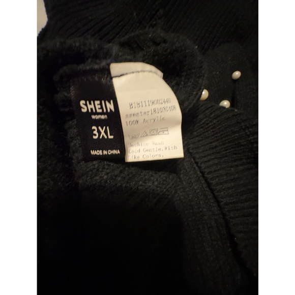 SHEIN Black Pearl Bow Knit Sweater 3XL Runs Small - Picture 3 of 6